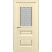 Дверь межкомнатная «Ампир В1 (ромб)» Матовый кремовый остекление Сатинато