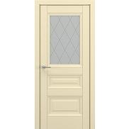 Дверь межкомнатная «Ампир В2 (ромб)» Матовый кремовый остекление Сатинато