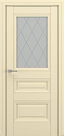 Дверь межкомнатная «Ампир В3 (ромб)» Матовый кремовый остекление Сатинато
