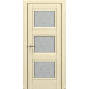 Дверь межкомнатная «Гранд В3 (ромб)» Матовый кремовый остекление Сатинато