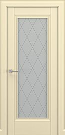 Дверь межкомнатная «Неаполь В1 (ромб)» Матовый кремовый остекление Сатинато