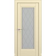 Дверь межкомнатная «Неаполь В1 (ромб)» Матовый кремовый остекление Сатинато