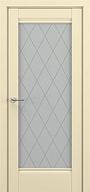 Дверь межкомнатная «Неаполь В4 (ромб)» Матовый кремовый остекление Сатинато