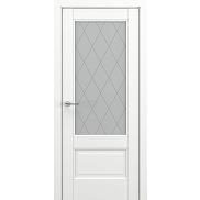 Дверь межкомнатная «Турин В5 (ромб)» Белый матовый остекление Сатинато