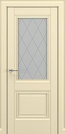 Дверь межкомнатная «Венеция В1 (ромб)» Матовый кремовый остекление Сатинато
