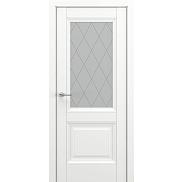 Дверь межкомнатная «Венеция В2 (ромб)» Белый матовый остекление Сатинато