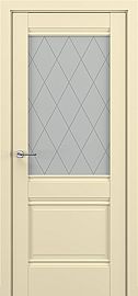 Дверь межкомнатная «Венеция В4 (ромб)» Матовый кремовый остекление Сатинато