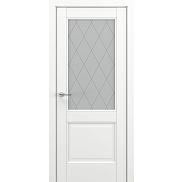 Дверь межкомнатная «Венеция В5 (ромб)» Белый матовый остекление Сатинато