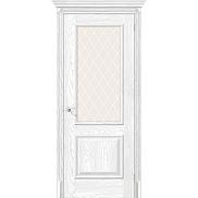 Дверь межкомнатная из эко шпона «Классик-13» Silver Ash остекление White Сrystal