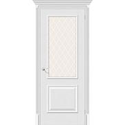 Дверь межкомнатная из эко шпона «Классик-13» Virgin остекление White Сrystal
