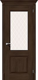 Дверь межкомнатная из эко шпона «Классико-33» Dark Oak остекление Cатинато белое художественное