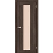 Дверь межкомнатная из эко шпона «Порта-25» Grey Veralinga остекление Сатинато белое