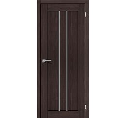 Дверь межкомнатная из эко шпона «Порта-24» Wenge Veralinga остекление Сатинато белое