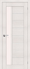 Дверь межкомнатная из эко шпона «Порта-27» Bianco Veralinga остекление Сатинато белое