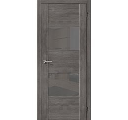 Дверь межкомнатная из эко шпона "VG2 S" Grey Veralinga остекление Lacobel серый
