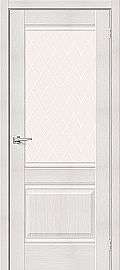 Дверь межкомнатная из эко шпона «Прима-3» Bianco Veralinga стекло White Сrystal