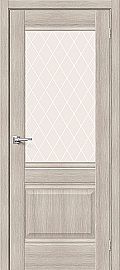Дверь межкомнатная из эко шпона «Прима-3» Cappuccino Melinga стекло White Сrystal