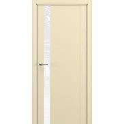 Дверь межкомнатная из эко шпона «S-26» Матовый кремовый остекление Лакобель белый