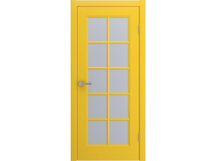 Дверь межкомнатная "AMORE" RAL 1018 Желтая остекленная прозрачная 200*70
