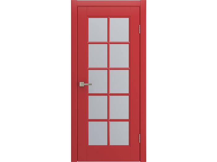 Дверь межкомнатная "AMORE" RAL 3028 Красный эмаль остекленная  сатинат матовая 200*80