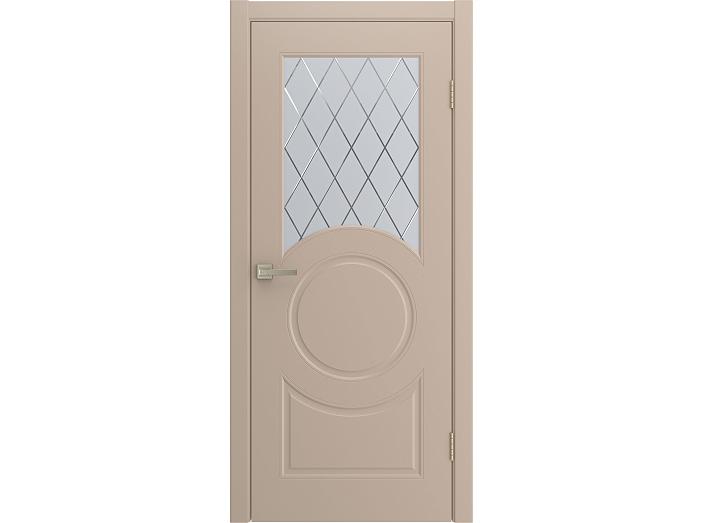Дверь межкомнатная "DONNA" Латте эмаль остекленная  сатинат гравировка ромб 200*60
