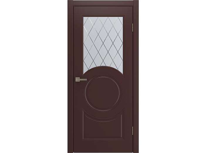 Дверь межкомнатная "DONNA" RAL 8016 Шоколад эмаль остекленная  сатинат гравировка ромб 200*80