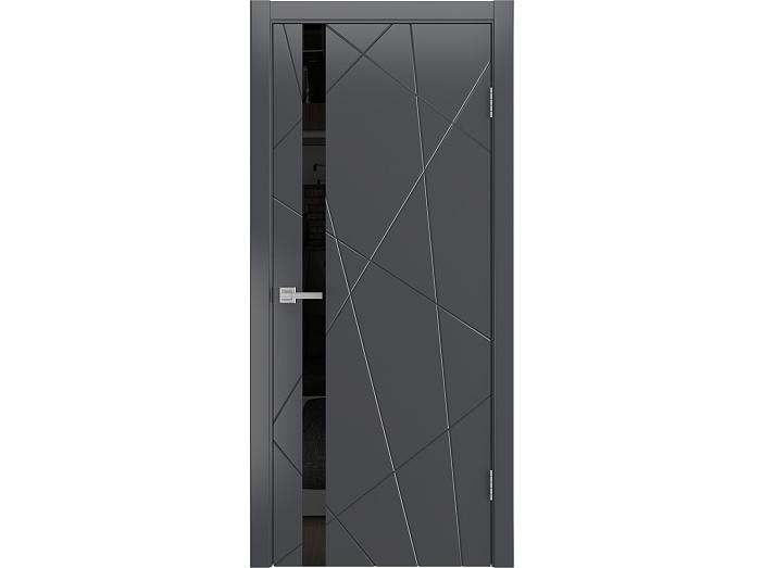 Дверь межкомнатная "FIESTA" RAL 7024 Графит эмаль остекленная  лакобель черное  стекло 200*80
