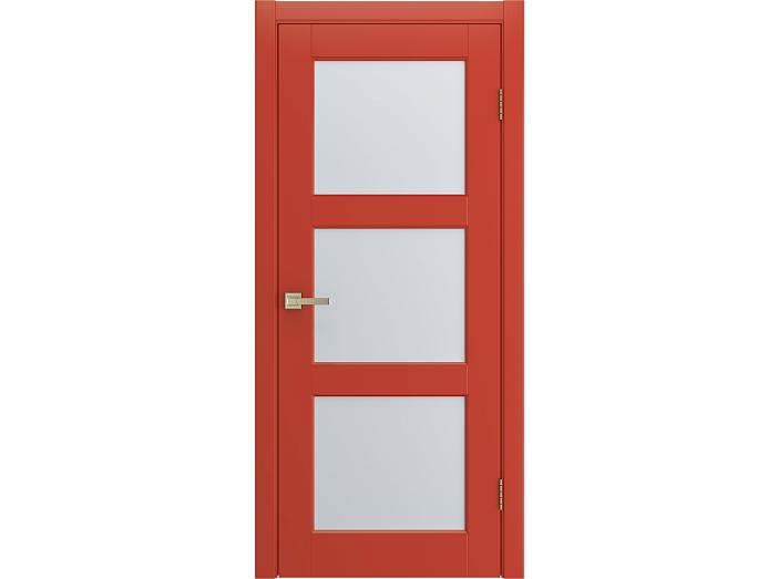Дверь межкомнатная "RIM" RAL 3028 Красный эмаль остекленная  сатинат матовое 200*60