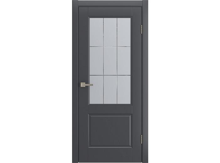 Дверь межкомнатная "TESSORO" RAL 7024 Графит эмаль остекленная  сатинат гравировка матовое 200*60