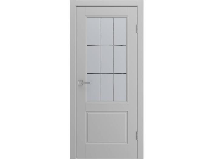 Дверь межкомнатная "TESSORO" Светло-серая эмаль остекленная сатинат гравировка матовое 200*70