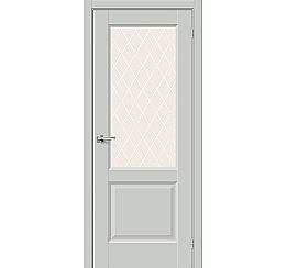 Дверь межкомнатная «Неоклассик-33» Grey Matt остекление White Сrystal