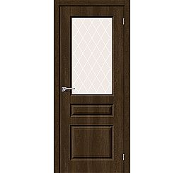 Дверь межкомнатная из ПВХ "Скинни-15" Dark Barnwood остекление White Сrystal
