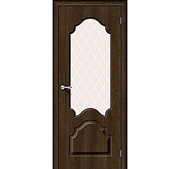 Дверь межкомнатная из ПВХ "Скинни-33" Dark Barnwood остекление художественное