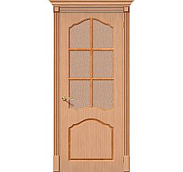 Дверь межкомнатная шпонированная «Каролина» Дуб (Шпон файн-лайн) остекление Бронза