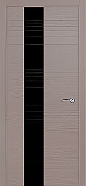 Дверь межкомнатная шпонированная "V-I" Тёмно-серый вставка Лакобель чёрный