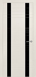 Дверь межкомнатная шпонированная "V-II" Бьянко вставка Лакобель чёрный