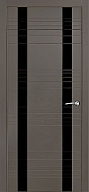 Дверь межкомнатная шпонированная "V-II" Гриджио вставка Лакобель чёрный