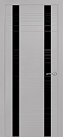 Дверь межкомнатная шпонированная "V-II" Светло-серый вставка Лакобель чёрный