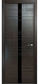 Дверь межкомнатная шпонированная "V-III" Неро вставка Лакобель чёрный