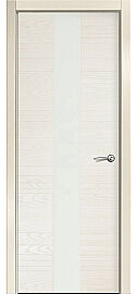 Дверь межкомнатная шпонированная "V-V" Бьянко вставка Лакобель белый