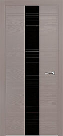 Дверь межкомнатная шпонированная "V-V" Тёмно-серый вставка Лакобель чёрный
