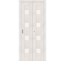 Дверь межкомнатная из эко шпона складная «Порта-23» Bianco Veralinga остекление Сатинато белое