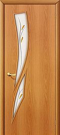 Ламинированная межкомнатная дверь "8Ф" Миланский орех остекление художественное с элементами фьюзинга