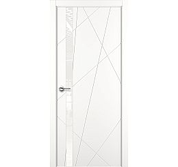 Дверь межкомнатная "Сhaos" Белая стекло Лакобель белый