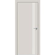 Дверь межкомнатная "Concept-702 " Лайт грей, вставка Лакобель белый, кромка-матовый хром