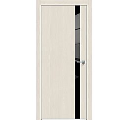 Дверь межкомнатная "Concept-702" Магнолия, вставка Лакобель чёрный, кромка-матовый хром