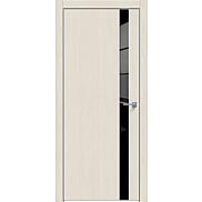 Дверь межкомнатная "Concept-702" Магнолия, вставка Лакобель чёрный, кромка-матовый хром