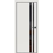 Дверь межкомнатная "Concept-712" Белоснежно матовый, вставка Лакобель чёрная, кромка-чёрная матовая