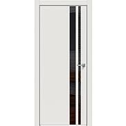 Дверь межкомнатная "Concept-712" Белоснежно матовый, вставка Лакобель чёрная, кромка-матовый хром