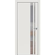 Дверь межкомнатная "Concept-712" Белоснежно матовый, вставка Зеркало, кромка-матовый хром
